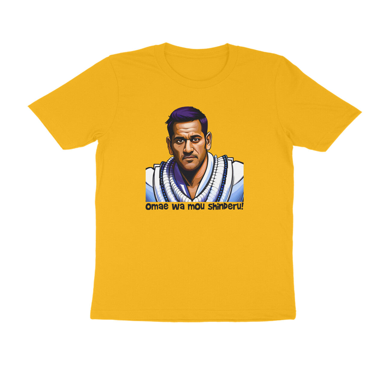 Half-Sleeve Round Neck T-Shirt β Cricket -Dhoni - Omae Wa Mou Shinderu