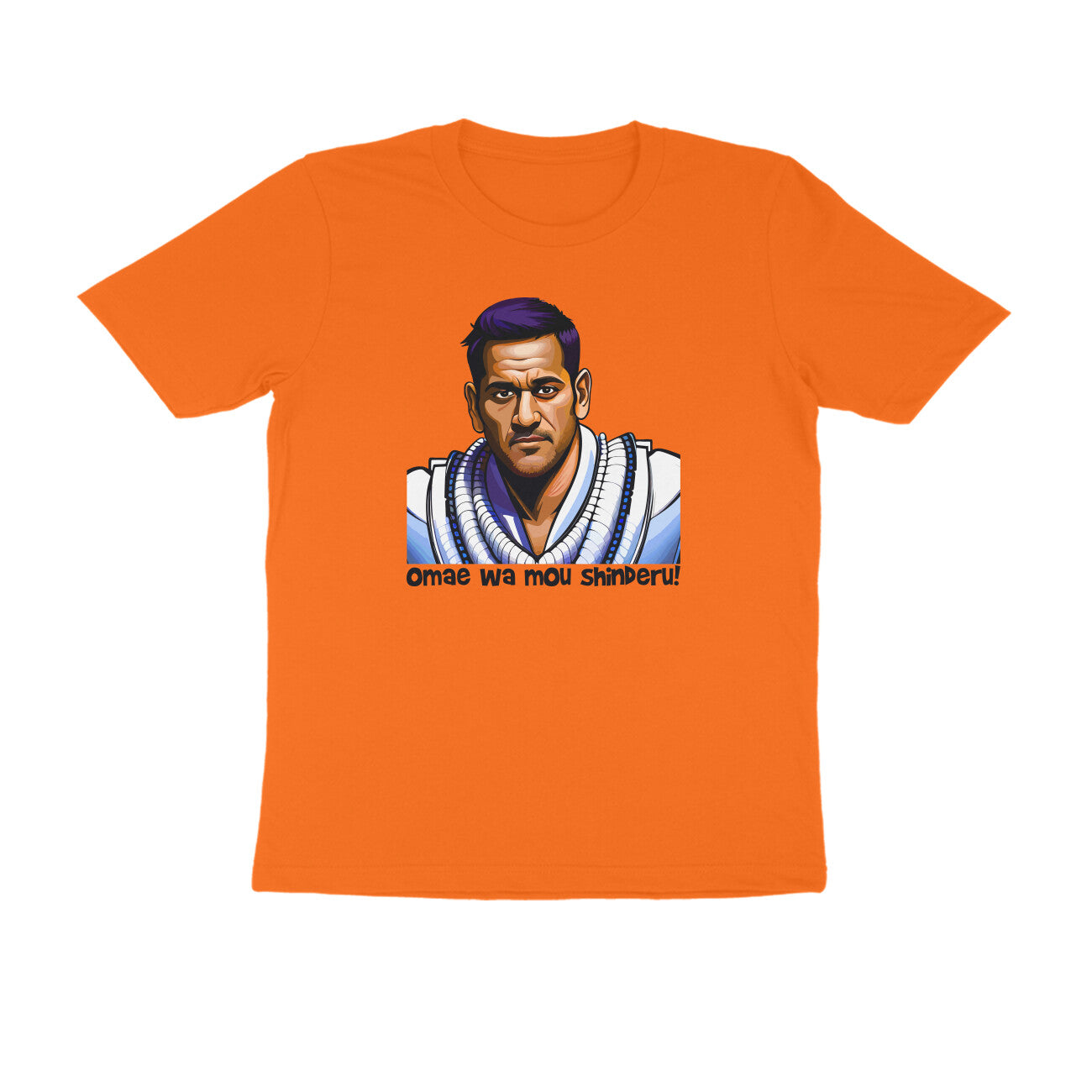 Half-Sleeve Round Neck T-Shirt β Cricket -Dhoni - Omae Wa Mou Shinderu