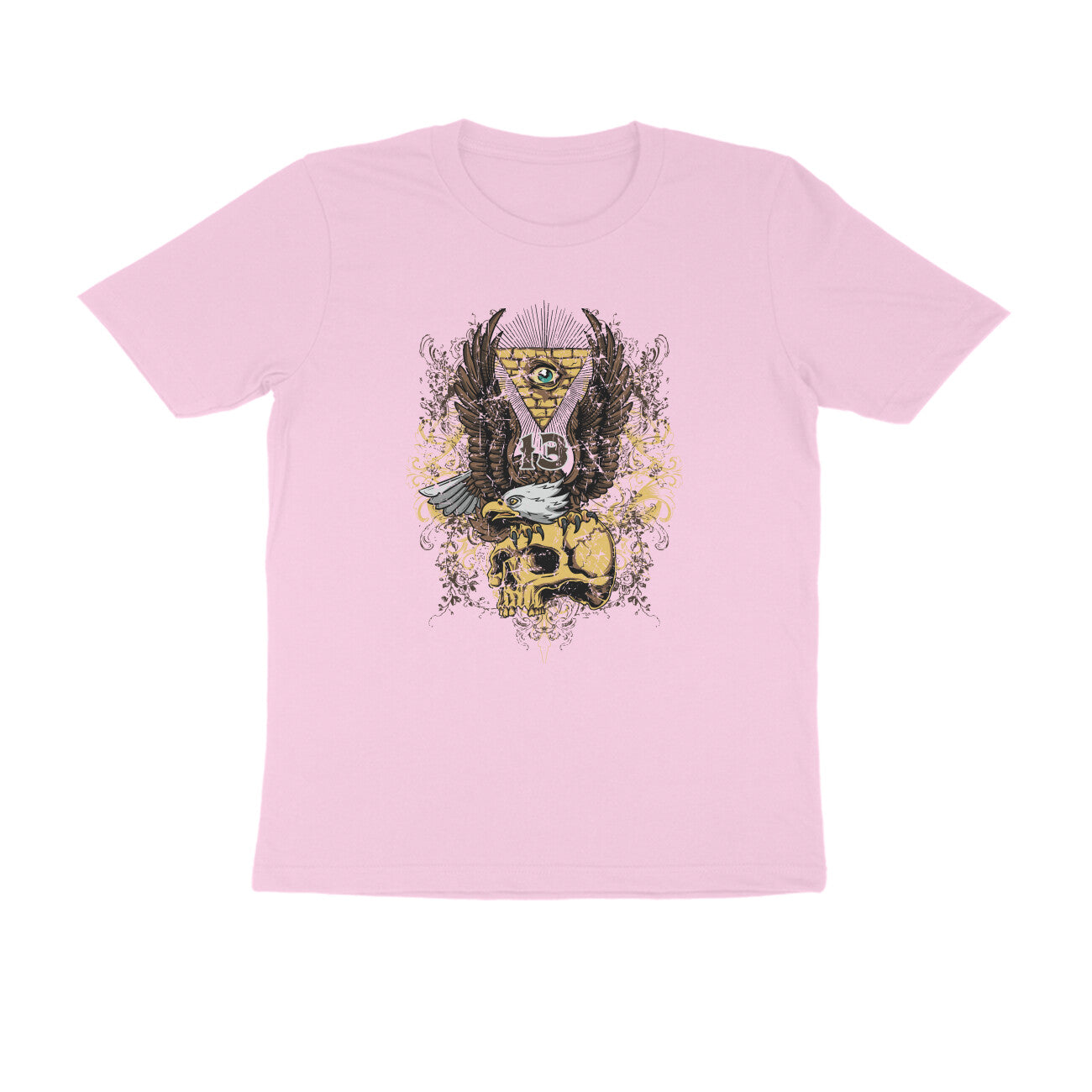 Half Sleeve Round Neck T-Shirt β All seeing Eagle Eye 1 puraidoprints