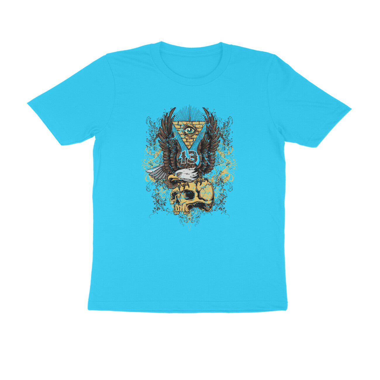 Half Sleeve Round Neck T-Shirt β All seeing Eagle Eye 1 puraidoprints
