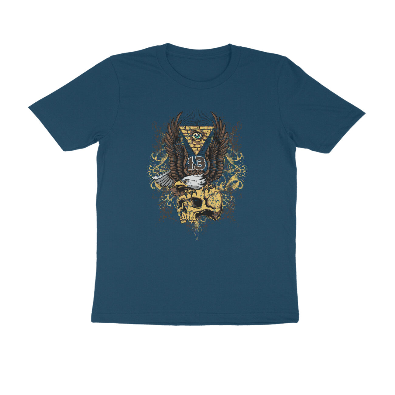 Half Sleeve Round Neck T-Shirt β All seeing Eagle Eye 1 puraidoprints