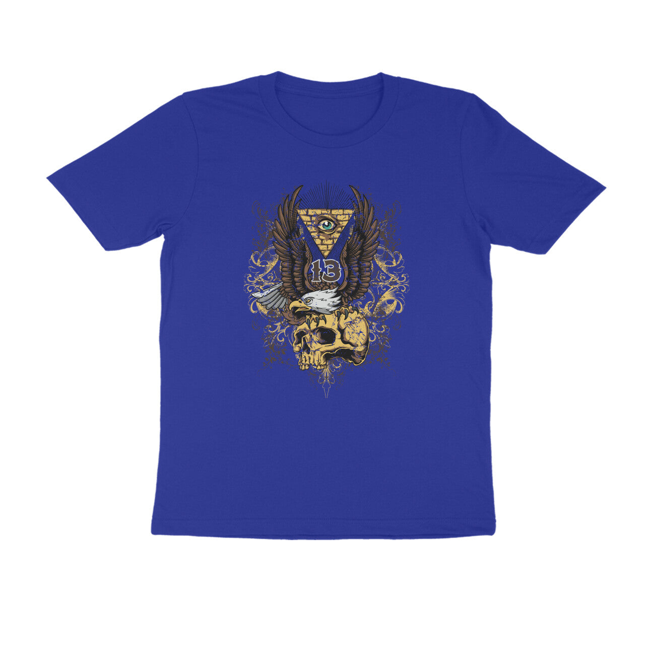 Half Sleeve Round Neck T-Shirt β All seeing Eagle Eye 1 puraidoprints