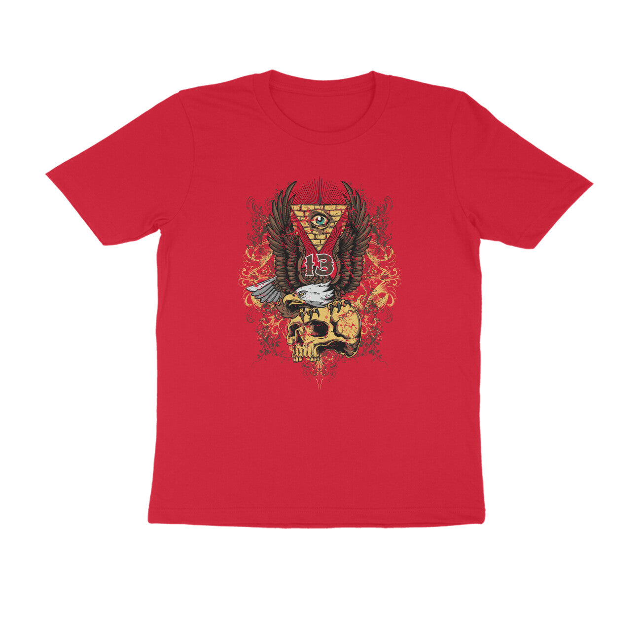 Half Sleeve Round Neck T-Shirt β All seeing Eagle Eye 1 puraidoprints
