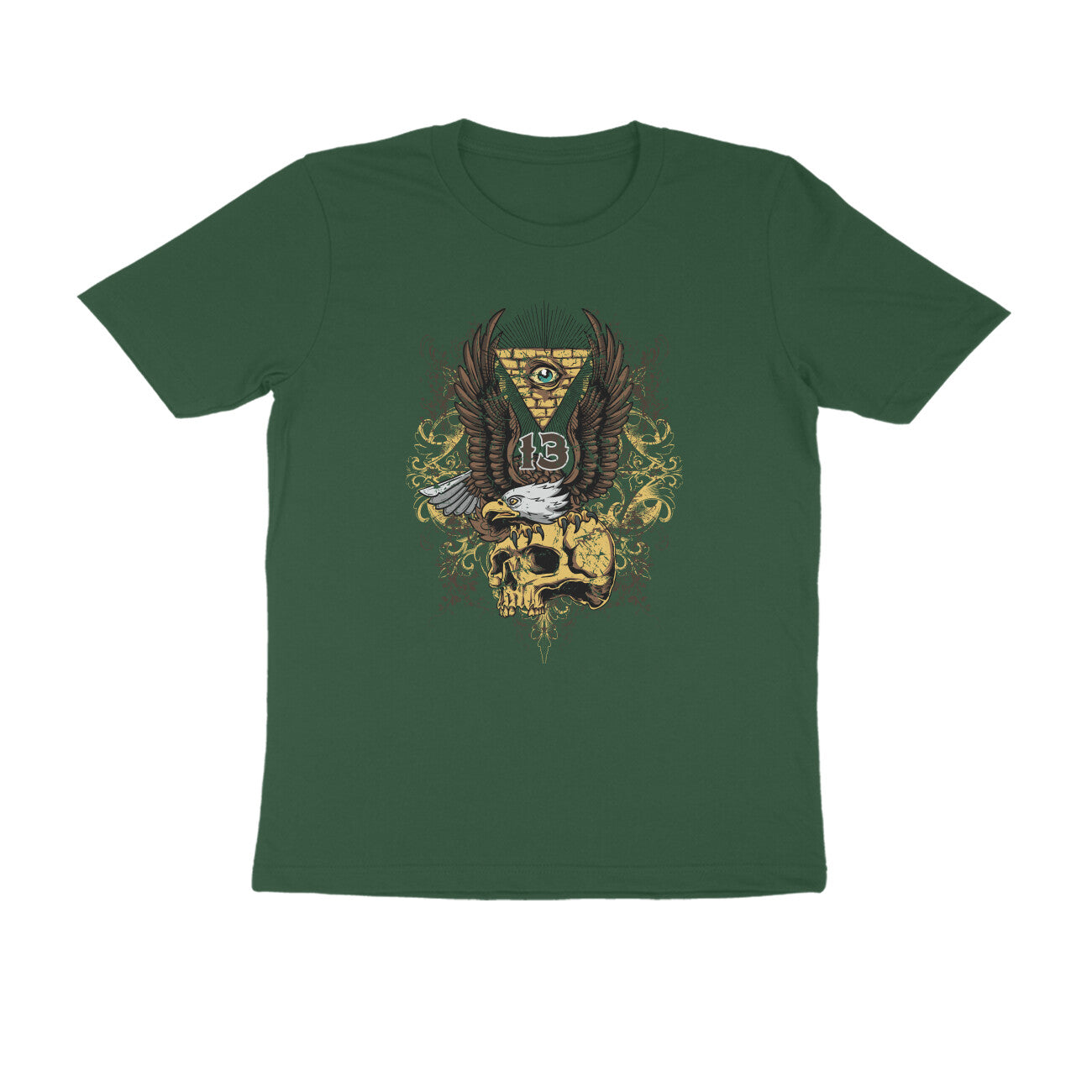 Half Sleeve Round Neck T-Shirt β All seeing Eagle Eye 1 puraidoprints
