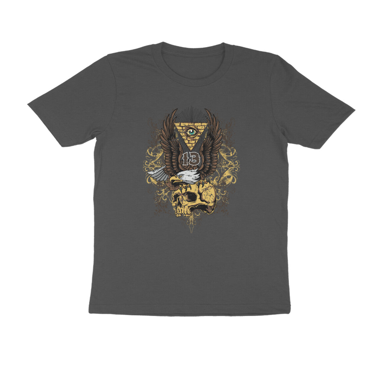 Half Sleeve Round Neck T-Shirt β All seeing Eagle Eye 1 puraidoprints