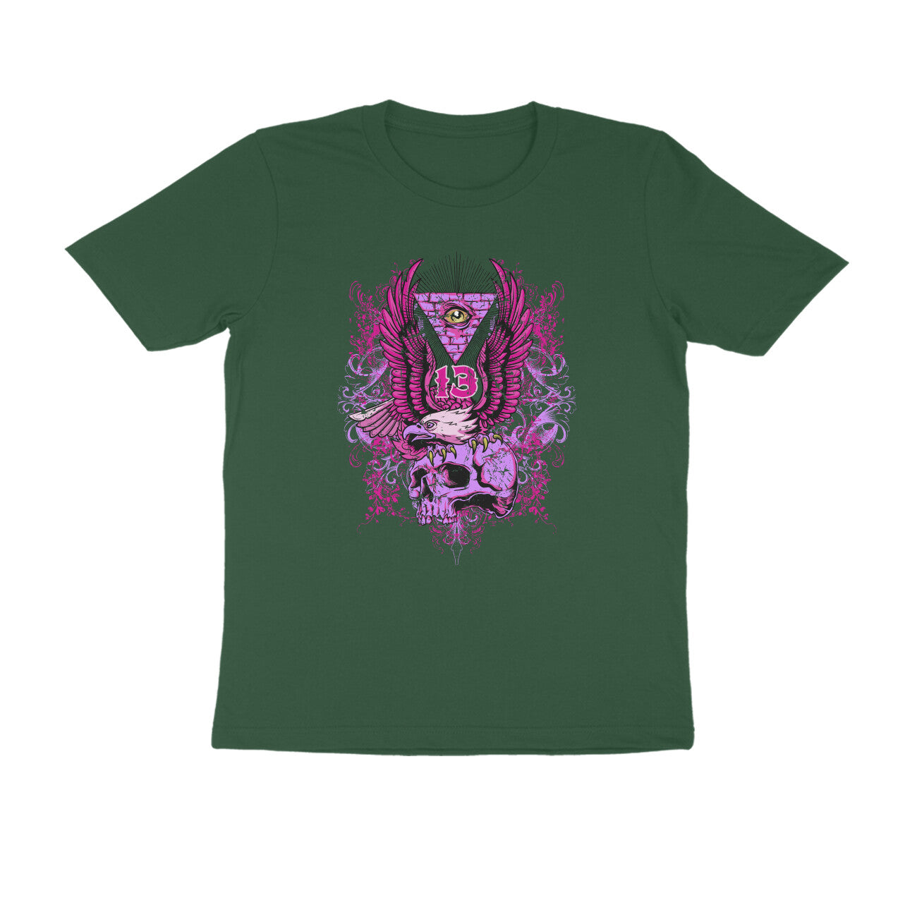 Half Sleeve Round Neck T-Shirt β All seeing Eagle Eye 2 puraidoprints