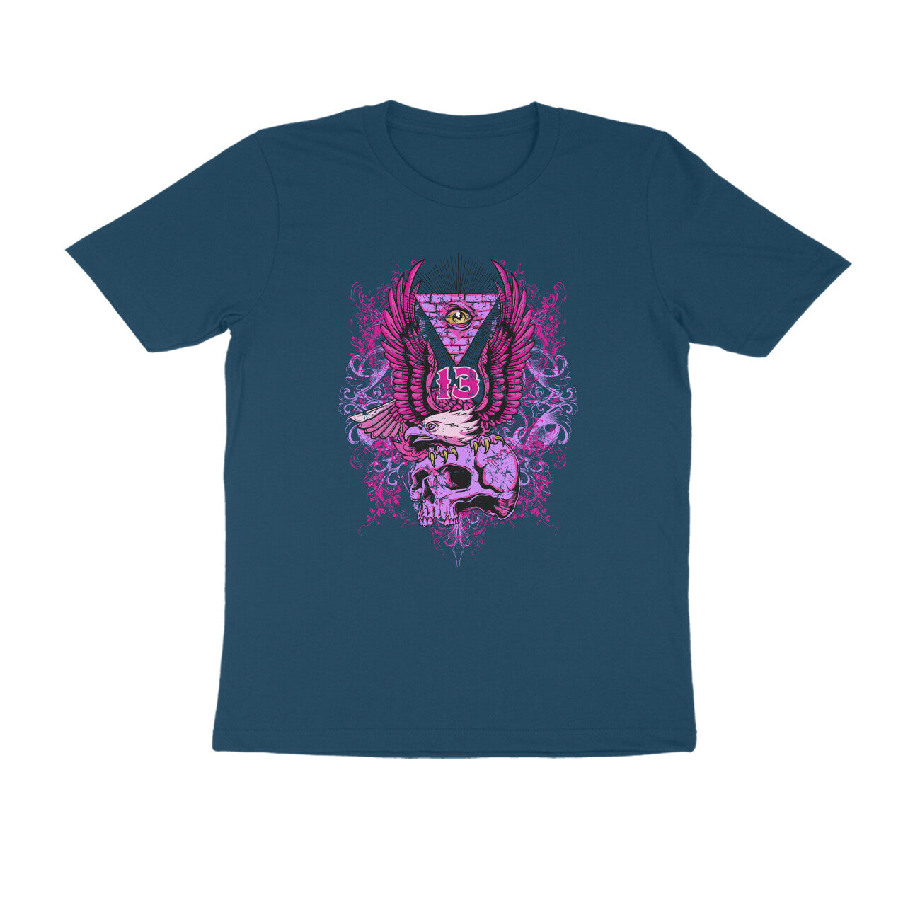 Half Sleeve Round Neck T-Shirt β All seeing Eagle Eye 2 puraidoprints