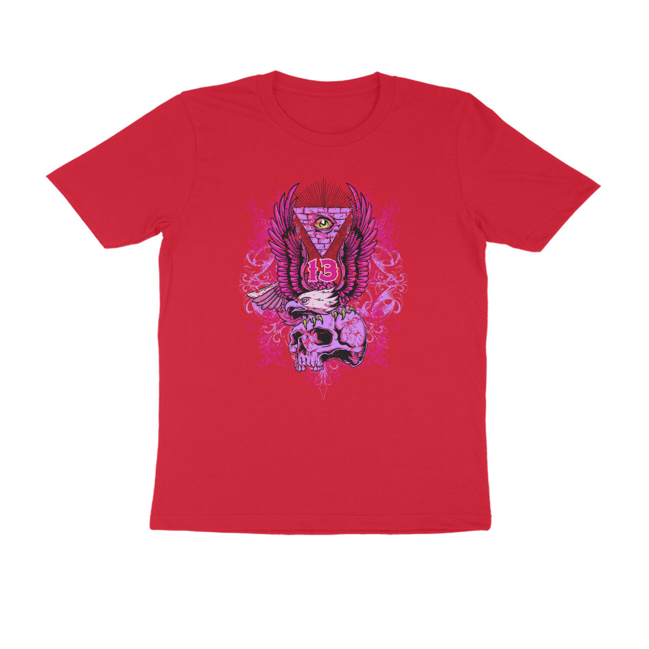Half Sleeve Round Neck T-Shirt β All seeing Eagle Eye 2 puraidoprints