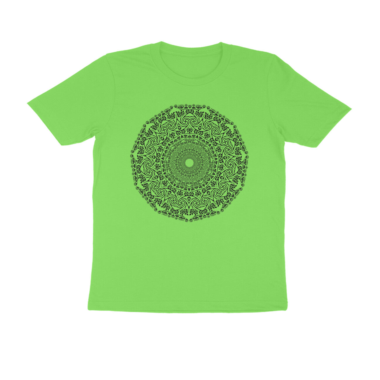 Half Sleeve Round Neck T-Shirt β Black Mandala 4 puraidoprints