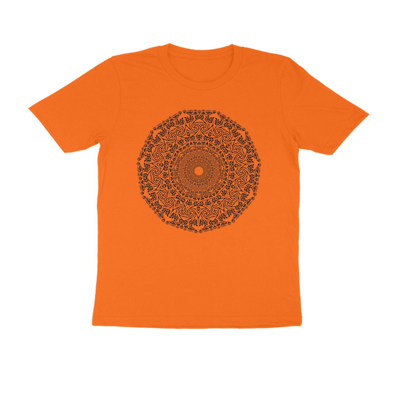 Half Sleeve Round Neck T-Shirt β Black Mandala 4 puraidoprints