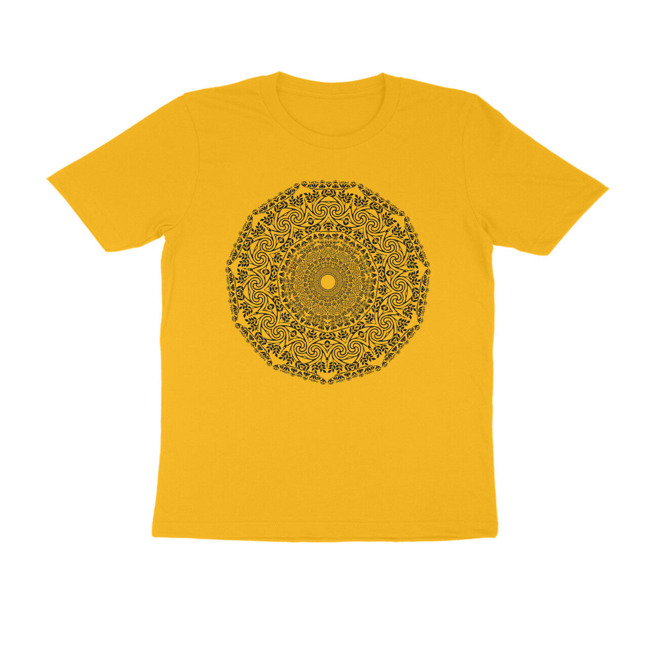 Half Sleeve Round Neck T-Shirt β Black Mandala 4 puraidoprints