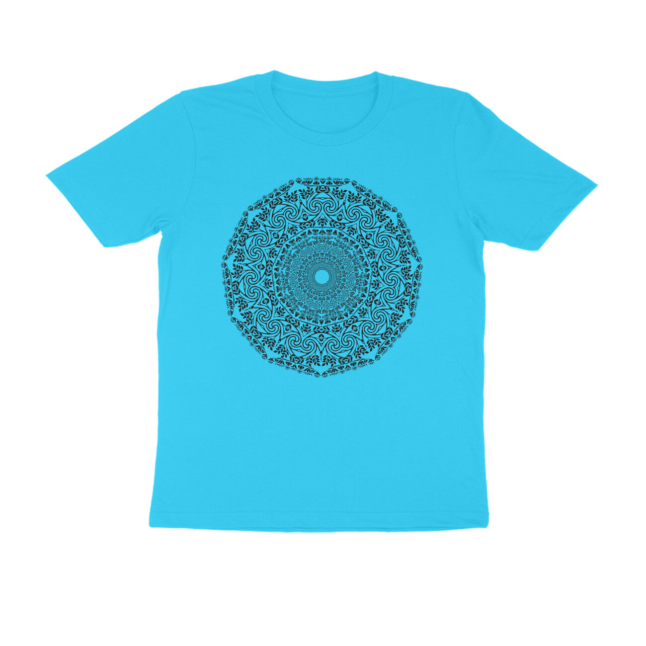Half Sleeve Round Neck T-Shirt β Black Mandala 4 puraidoprints
