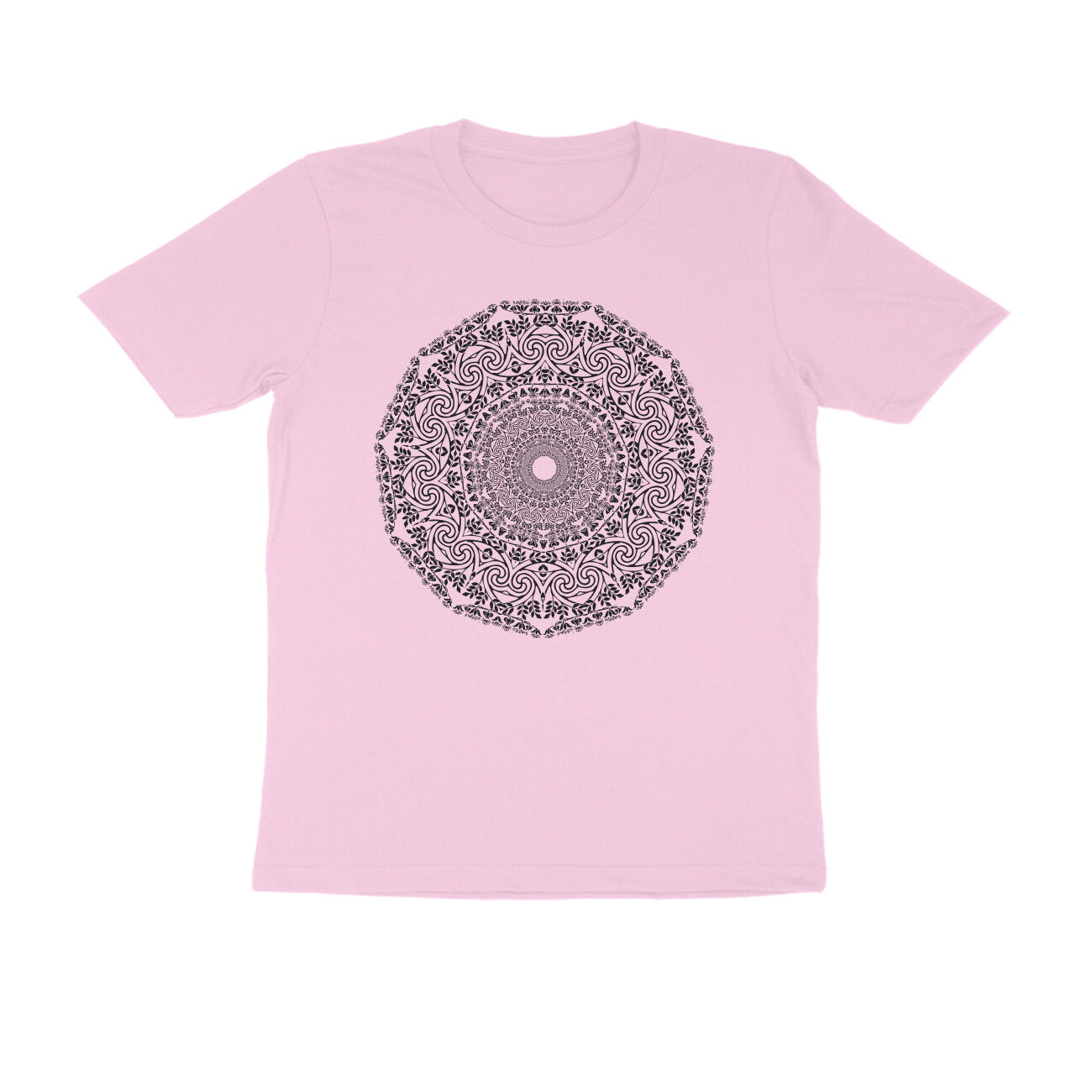 Half Sleeve Round Neck T-Shirt β Black Mandala 4 puraidoprints