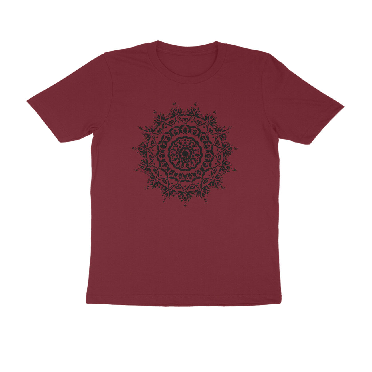 Half Sleeve Round Neck T-Shirt β Black Mandala 5 puraidoprints