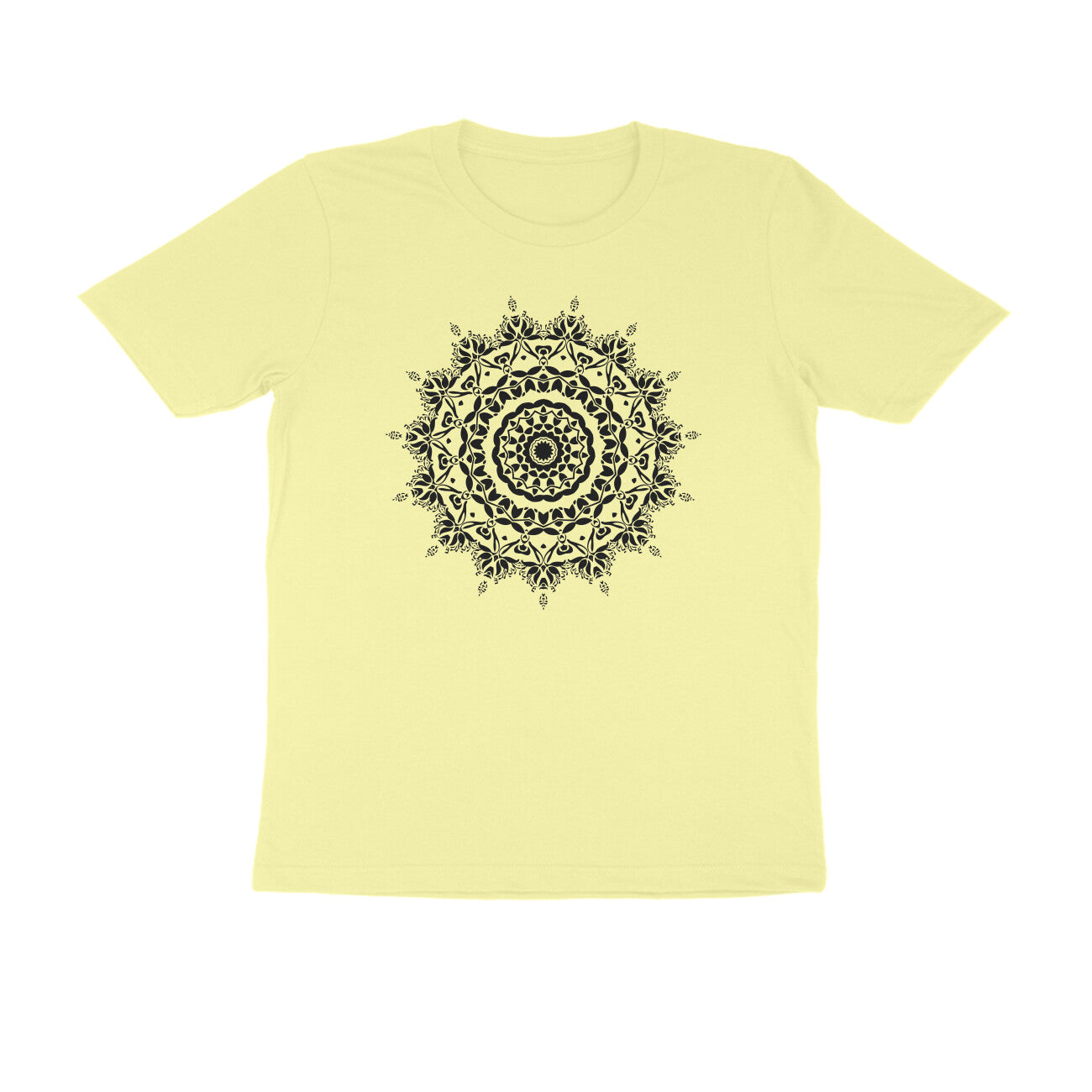 Half Sleeve Round Neck T-Shirt β Black Mandala 5 puraidoprints