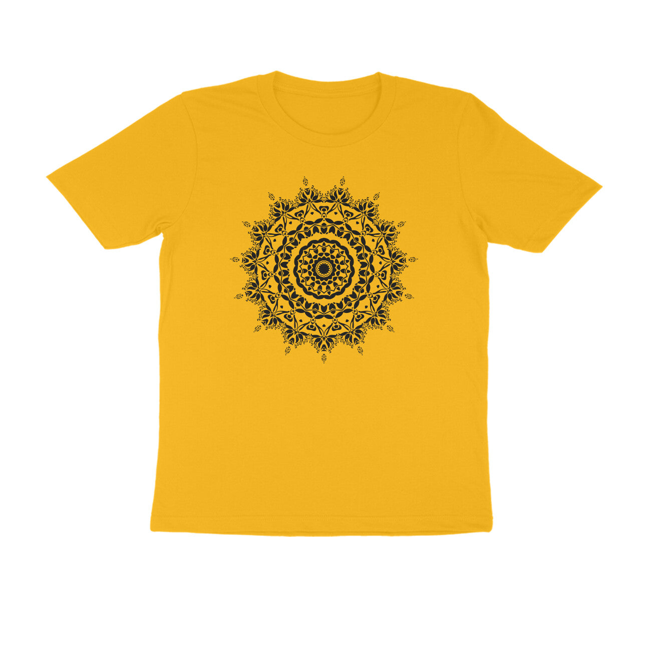 Half Sleeve Round Neck T-Shirt β Black Mandala 5 puraidoprints