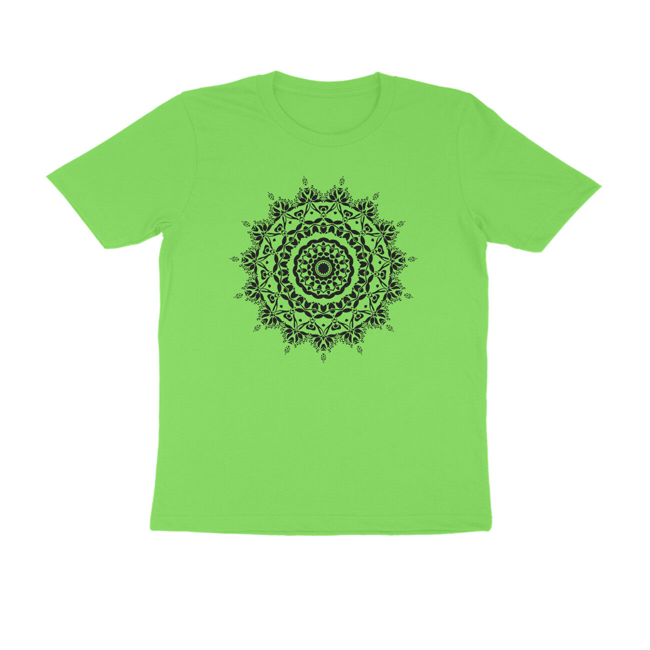 Half Sleeve Round Neck T-Shirt β Black Mandala 5 puraidoprints