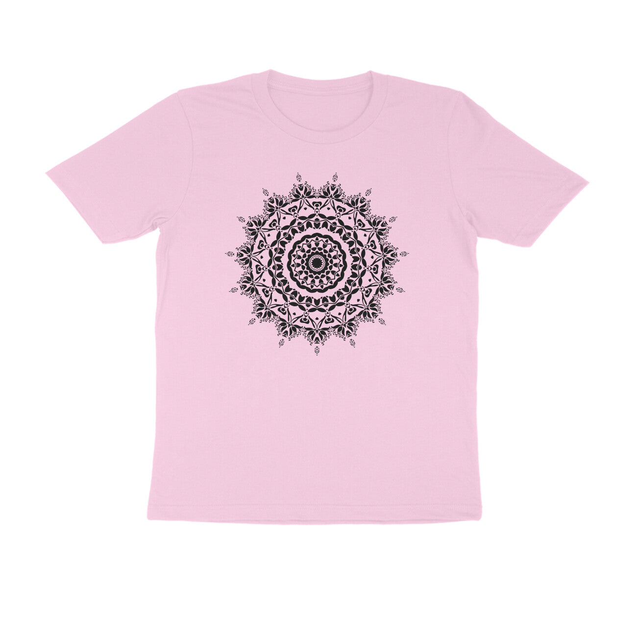 Half Sleeve Round Neck T-Shirt β Black Mandala 5 puraidoprints