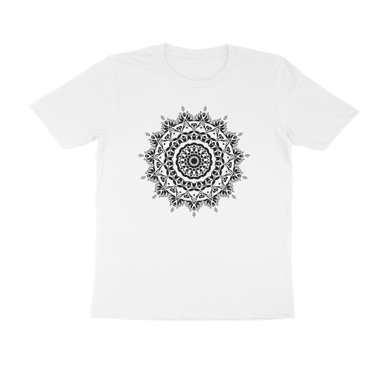 Half Sleeve Round Neck T-Shirt β Black Mandala 5 puraidoprints