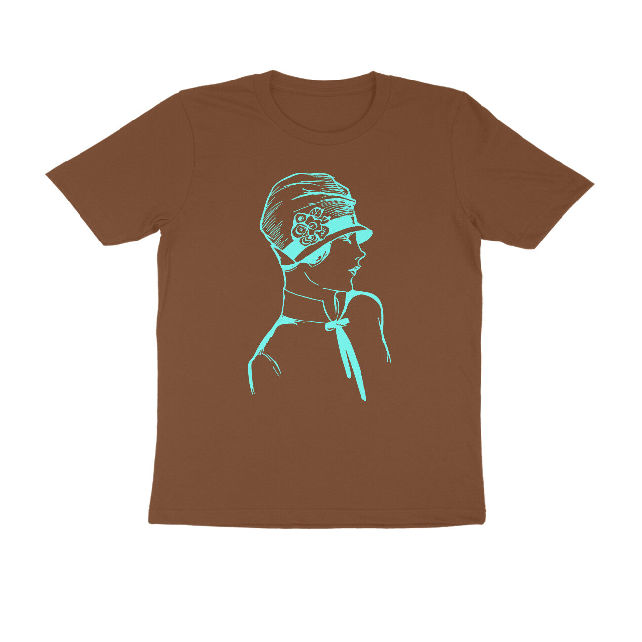 Half Sleeve Round Neck T-Shirt β Cyan Retro β Classy - Woman puraidoprints