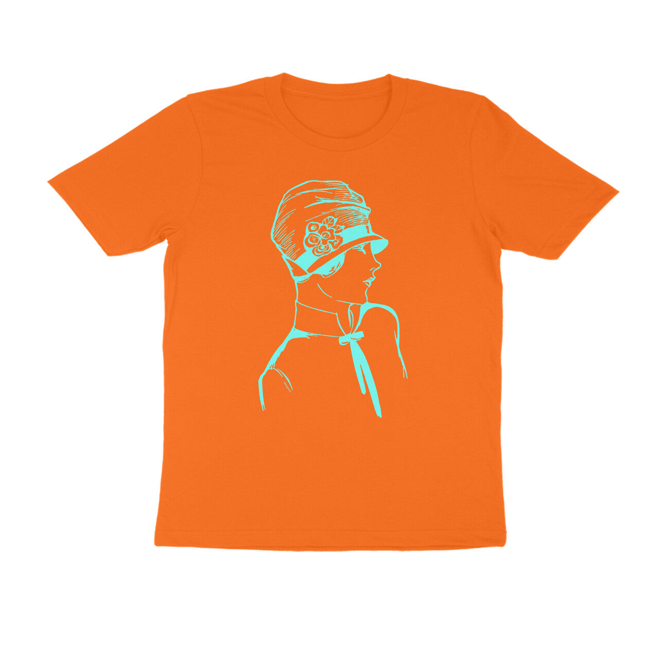 Half Sleeve Round Neck T-Shirt β Cyan Retro β Classy - Woman puraidoprints