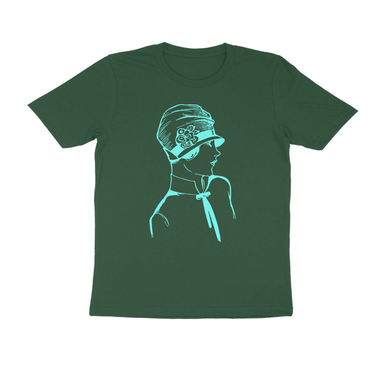 Half Sleeve Round Neck T-Shirt β Cyan Retro β Classy - Woman puraidoprints