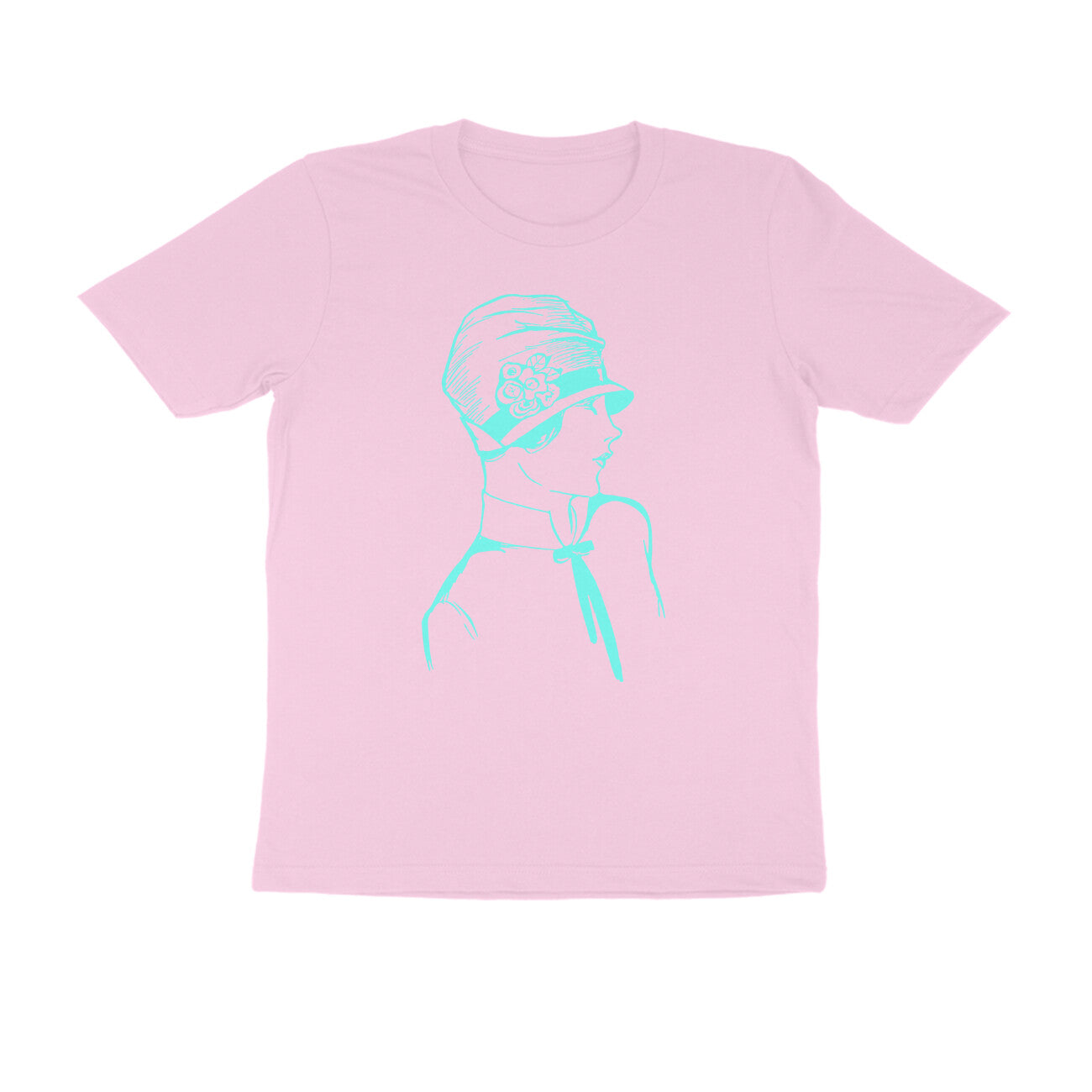 Half Sleeve Round Neck T-Shirt β Cyan Retro β Classy - Woman puraidoprints