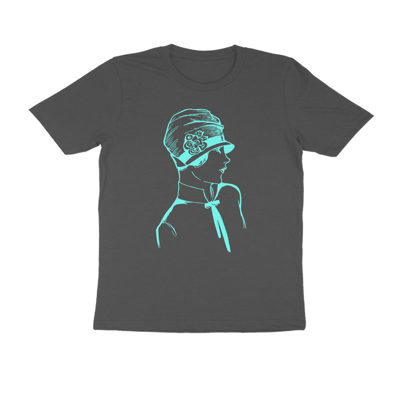 Half Sleeve Round Neck T-Shirt β Cyan Retro β Classy - Woman puraidoprints