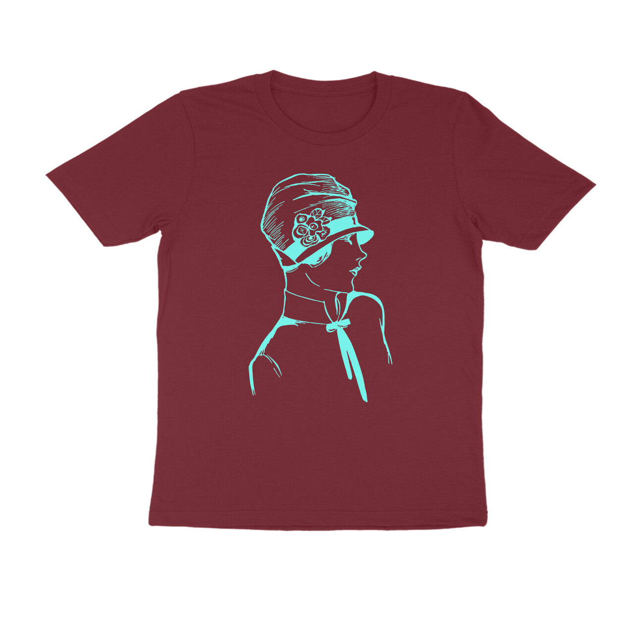 Half Sleeve Round Neck T-Shirt β Cyan Retro β Classy - Woman puraidoprints