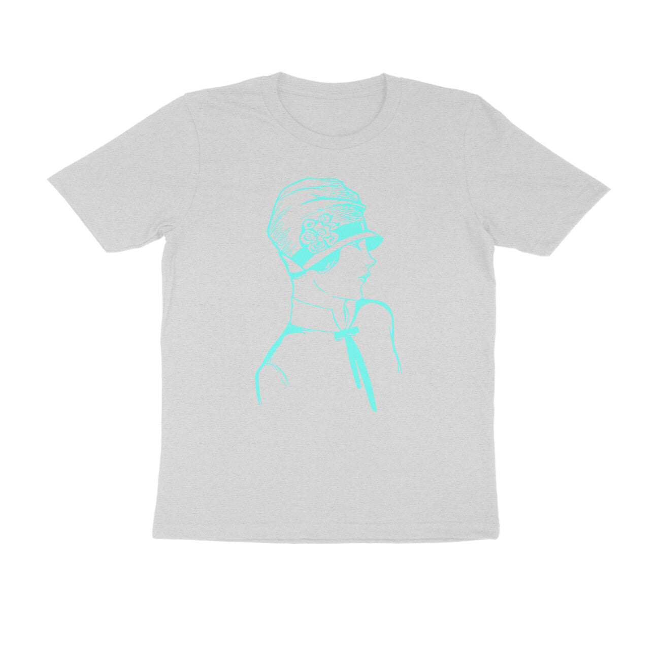 Half Sleeve Round Neck T-Shirt β Cyan Retro β Classy - Woman puraidoprints