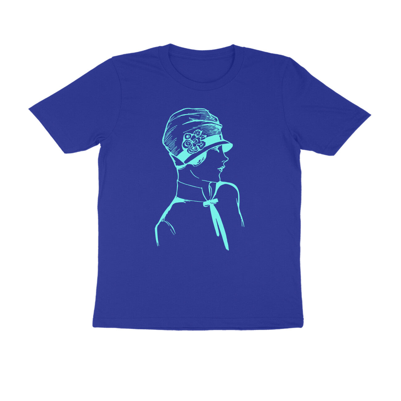 Half Sleeve Round Neck T-Shirt β Cyan Retro β Classy - Woman puraidoprints