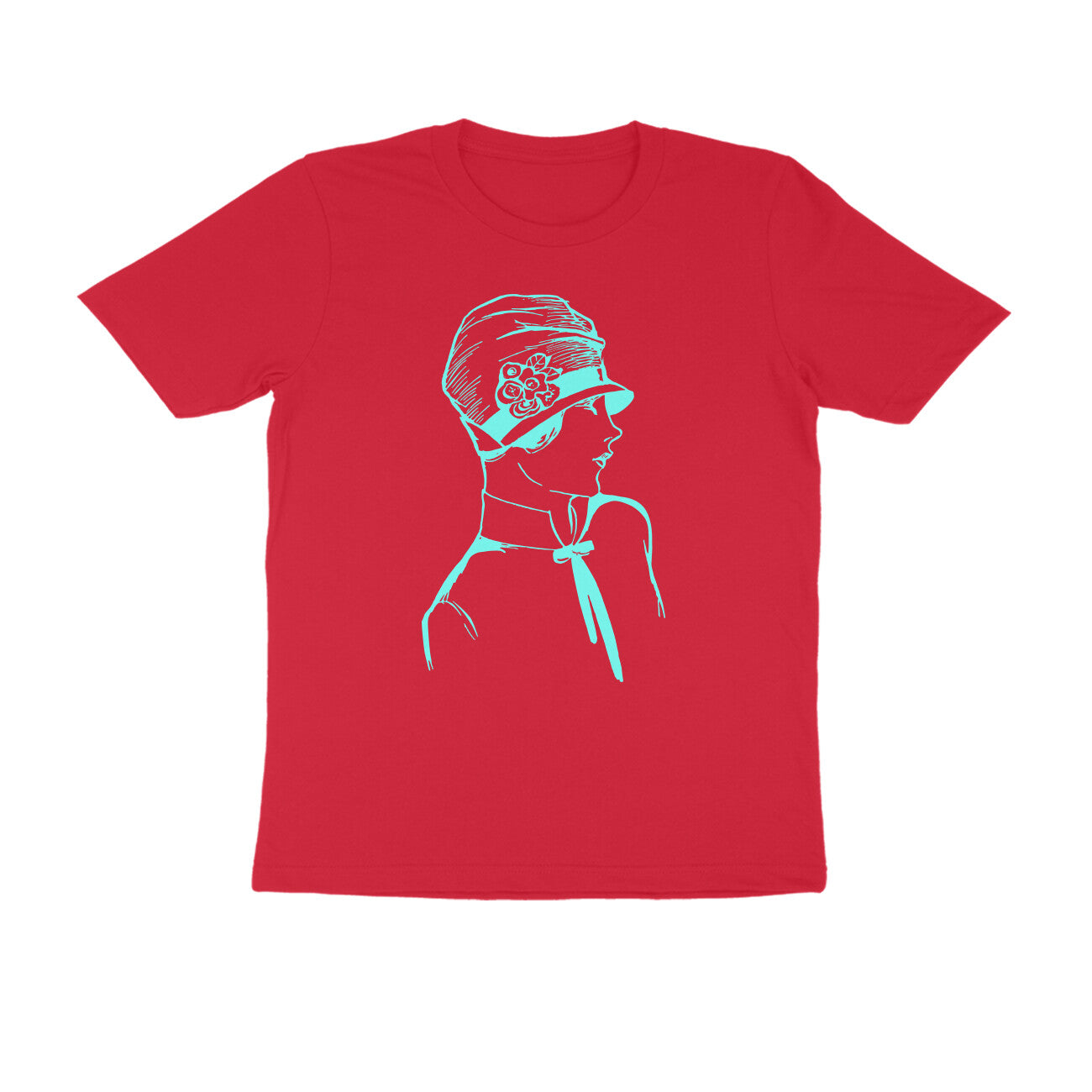 Half Sleeve Round Neck T-Shirt β Cyan Retro β Classy - Woman puraidoprints