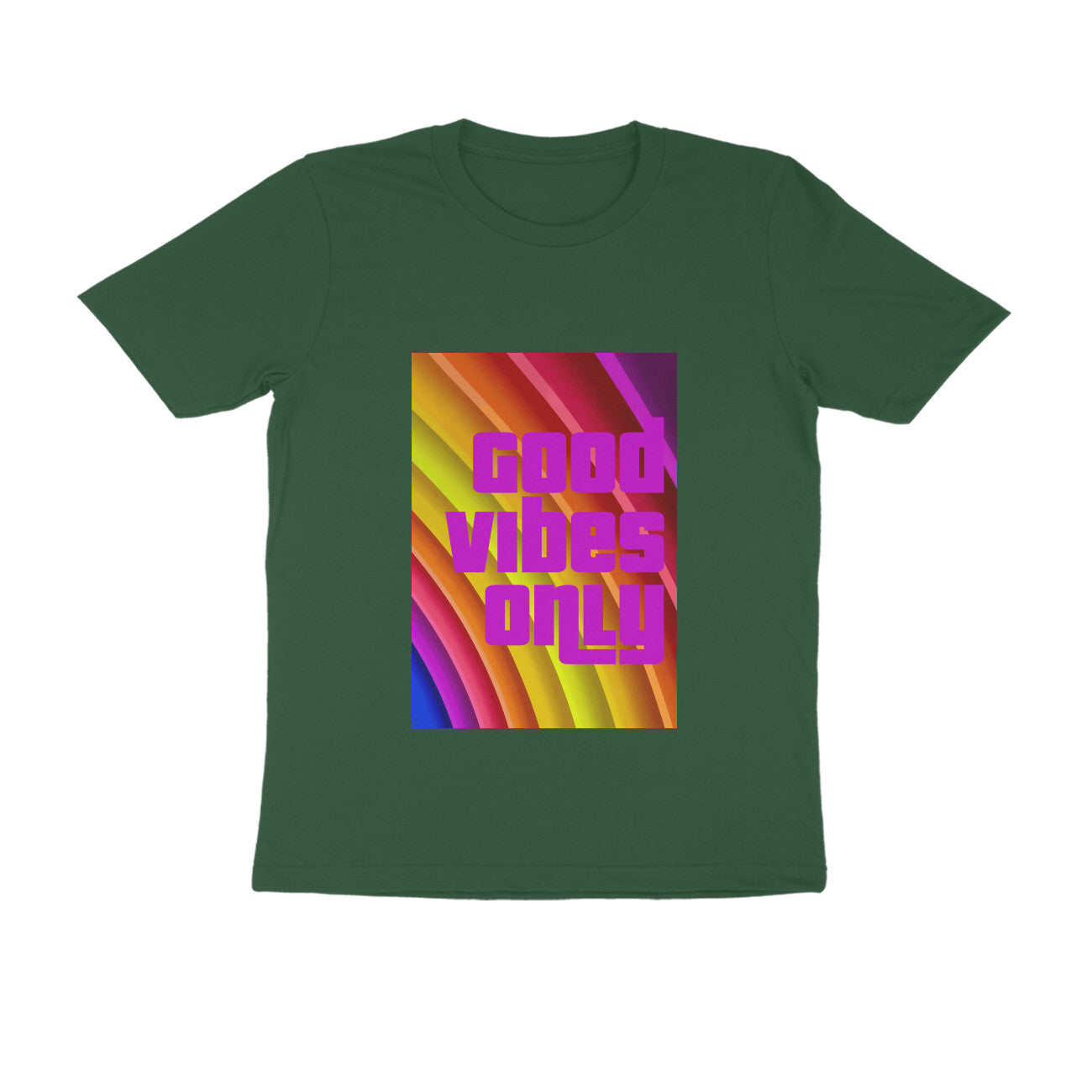 Half Sleeve Round Neck T-Shirt - Good vibes only puraidoprints