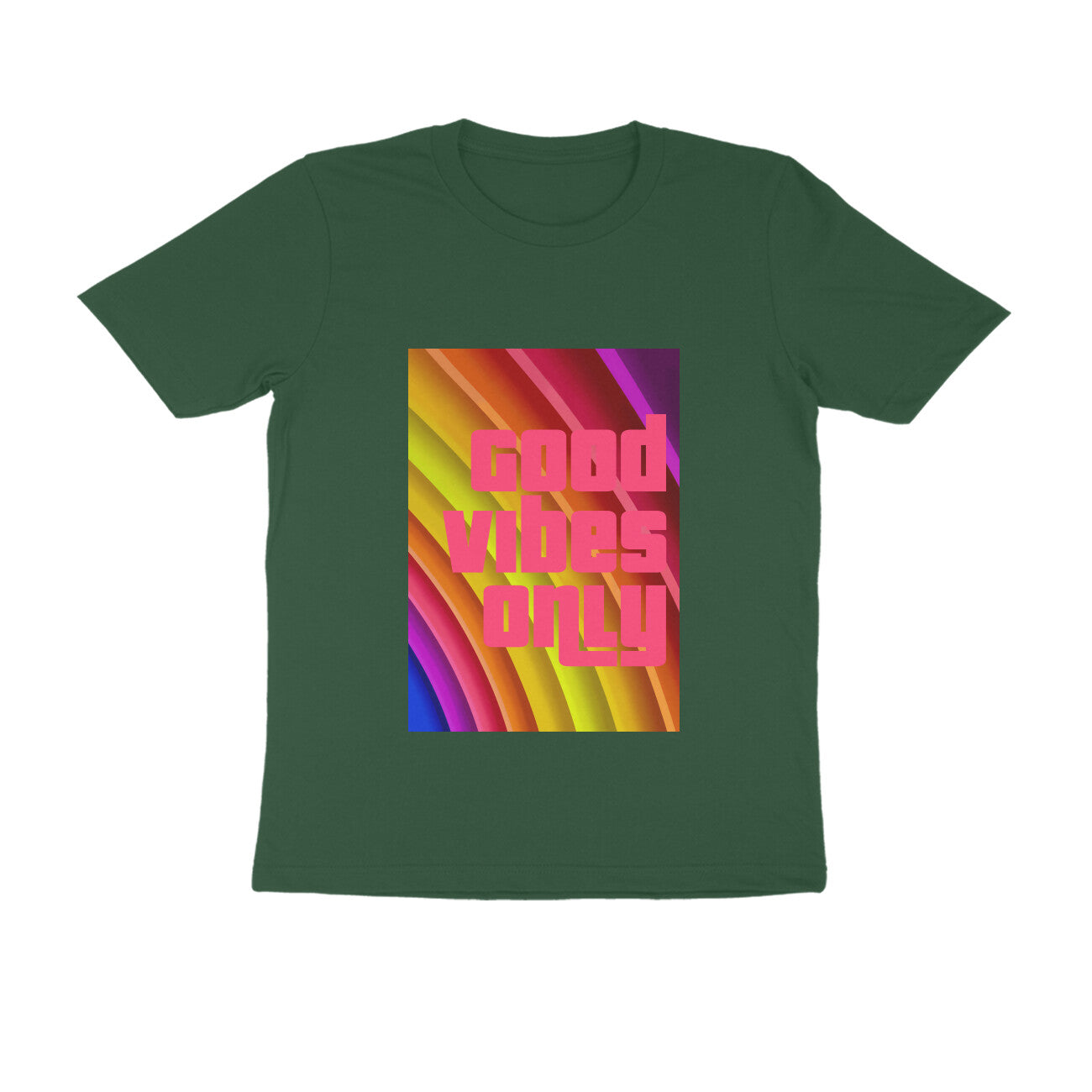Half Sleeve Round Neck T-Shirt - Good vibes only puraidoprints