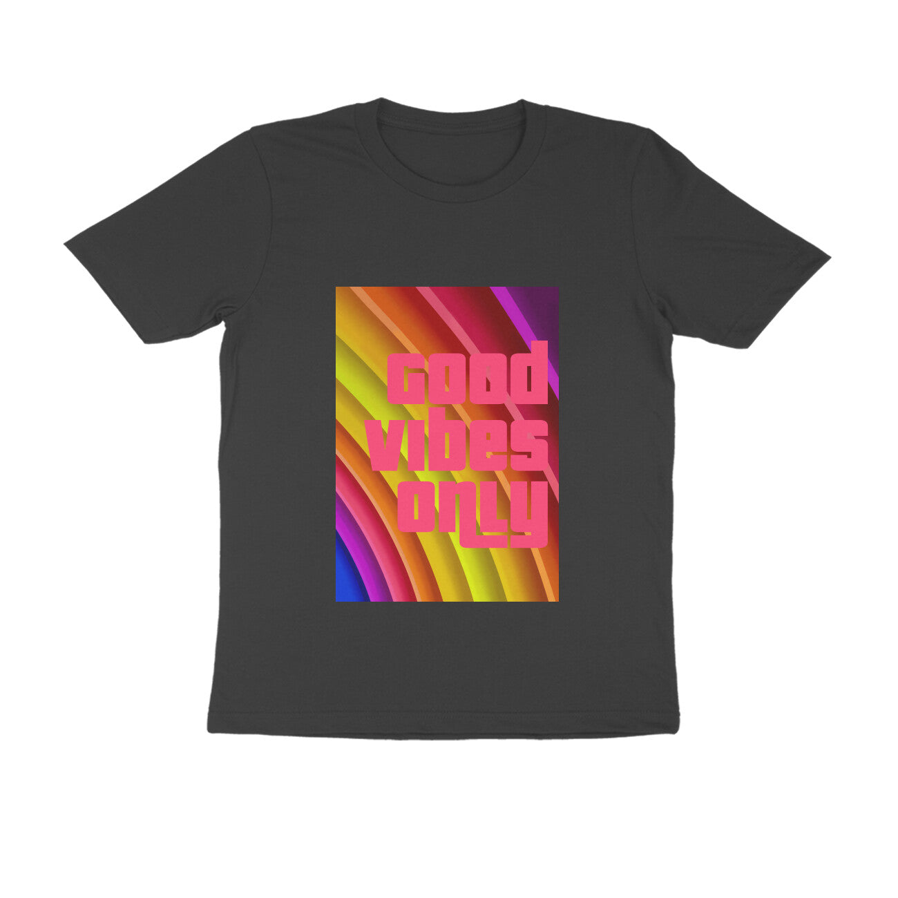 Half Sleeve Round Neck T-Shirt - Good vibes only puraidoprints