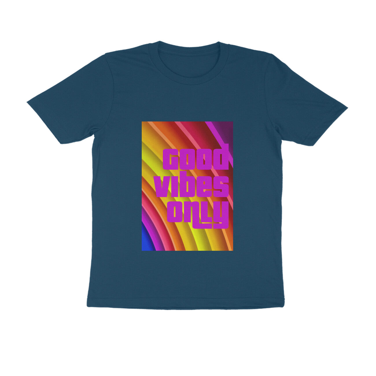 Half Sleeve Round Neck T-Shirt - Good vibes only puraidoprints