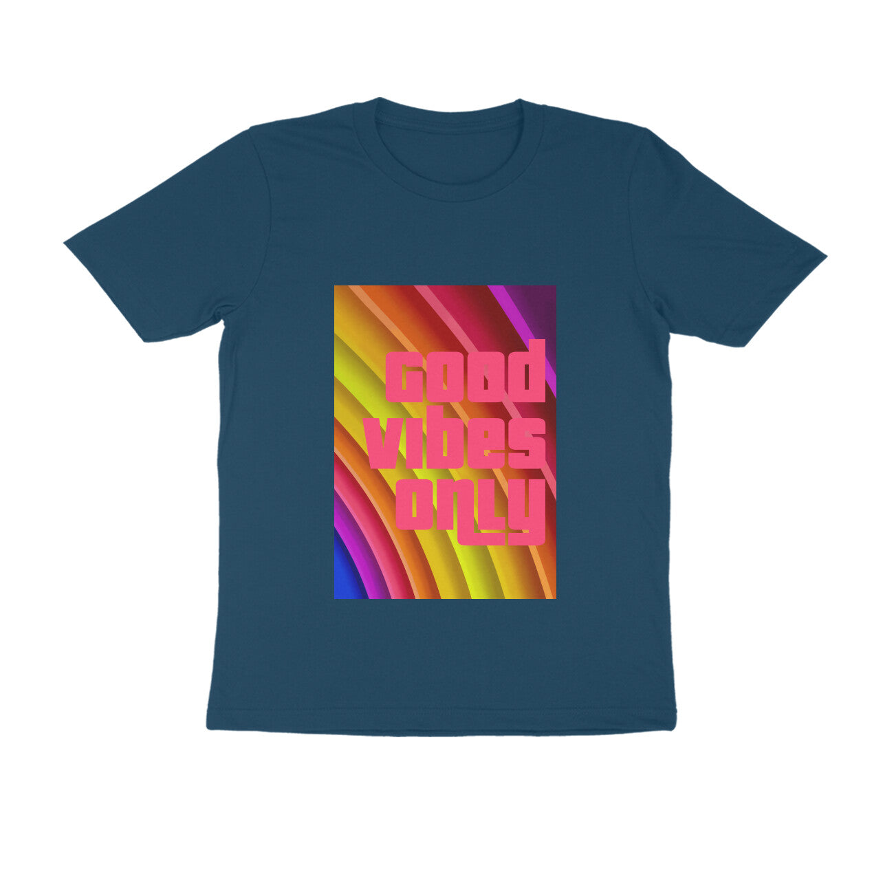Half Sleeve Round Neck T-Shirt - Good vibes only puraidoprints