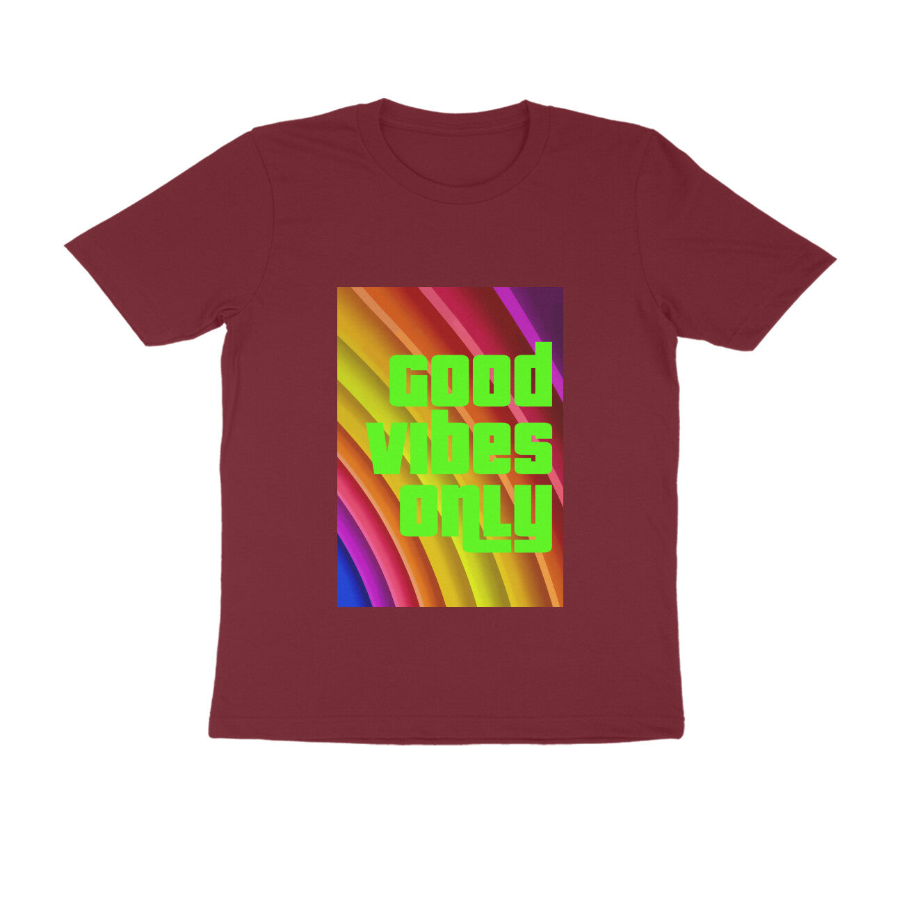 Half Sleeve Round Neck T-Shirt - Good vibes only puraidoprints