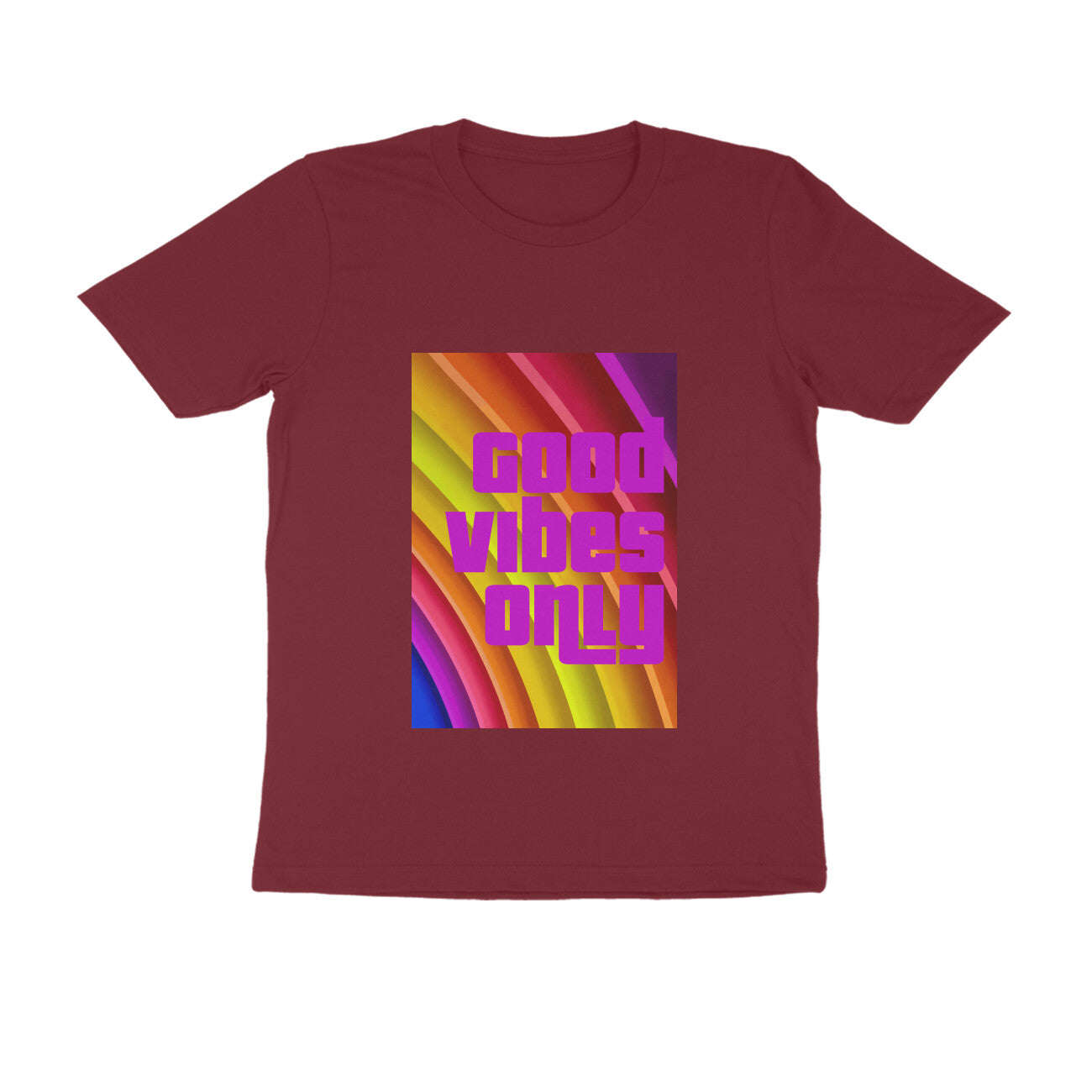 Half Sleeve Round Neck T-Shirt - Good vibes only puraidoprints