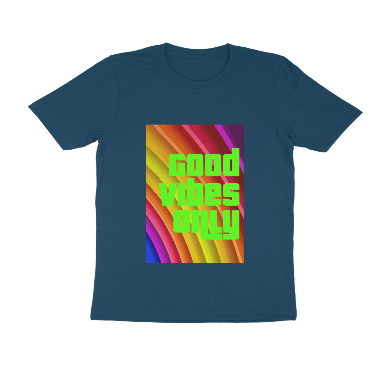 Half Sleeve Round Neck T-Shirt - Good vibes only puraidoprints
