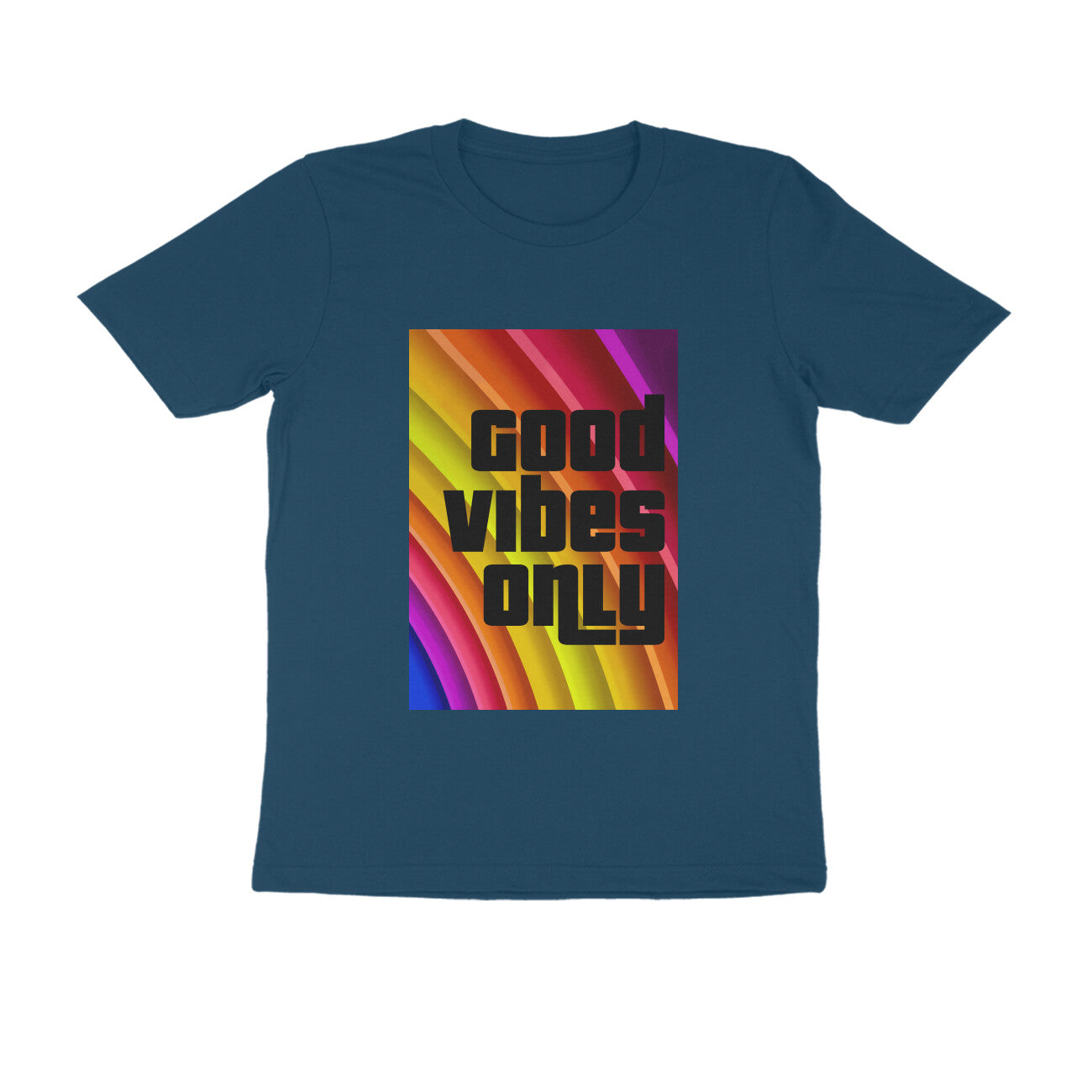 Half Sleeve Round Neck T-Shirt - Good vibes only puraidoprints