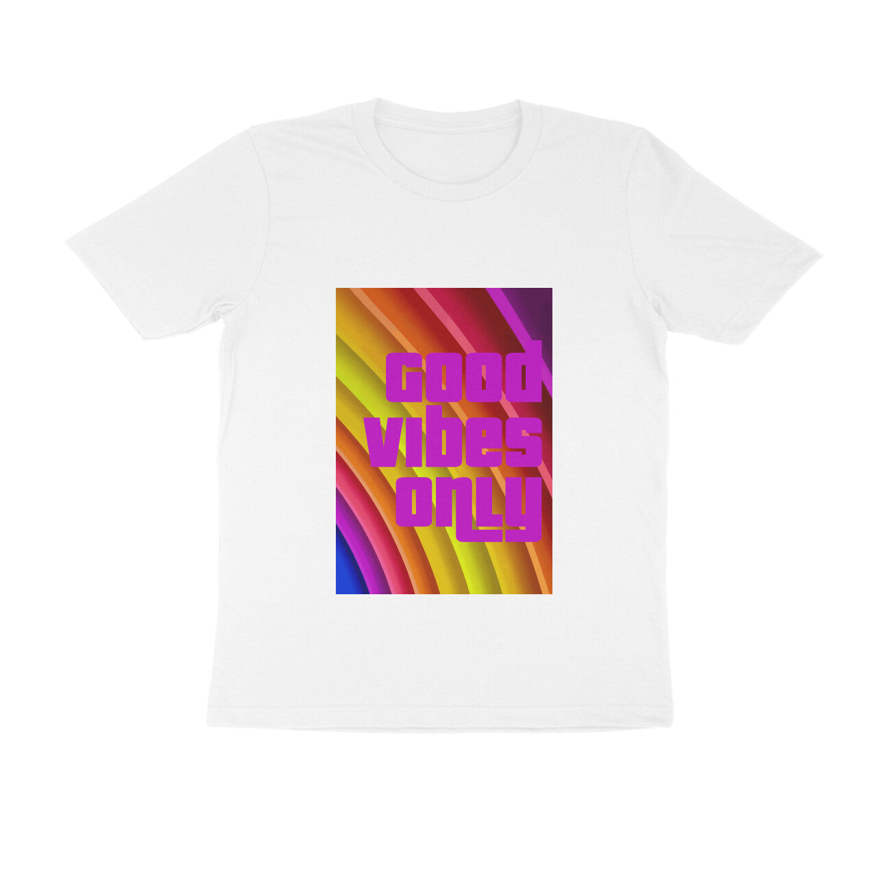 Half Sleeve Round Neck T-Shirt - Good vibes only puraidoprints