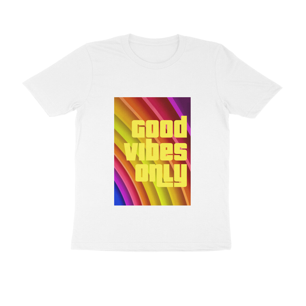 Half Sleeve Round Neck T-Shirt - Good vibes only puraidoprints