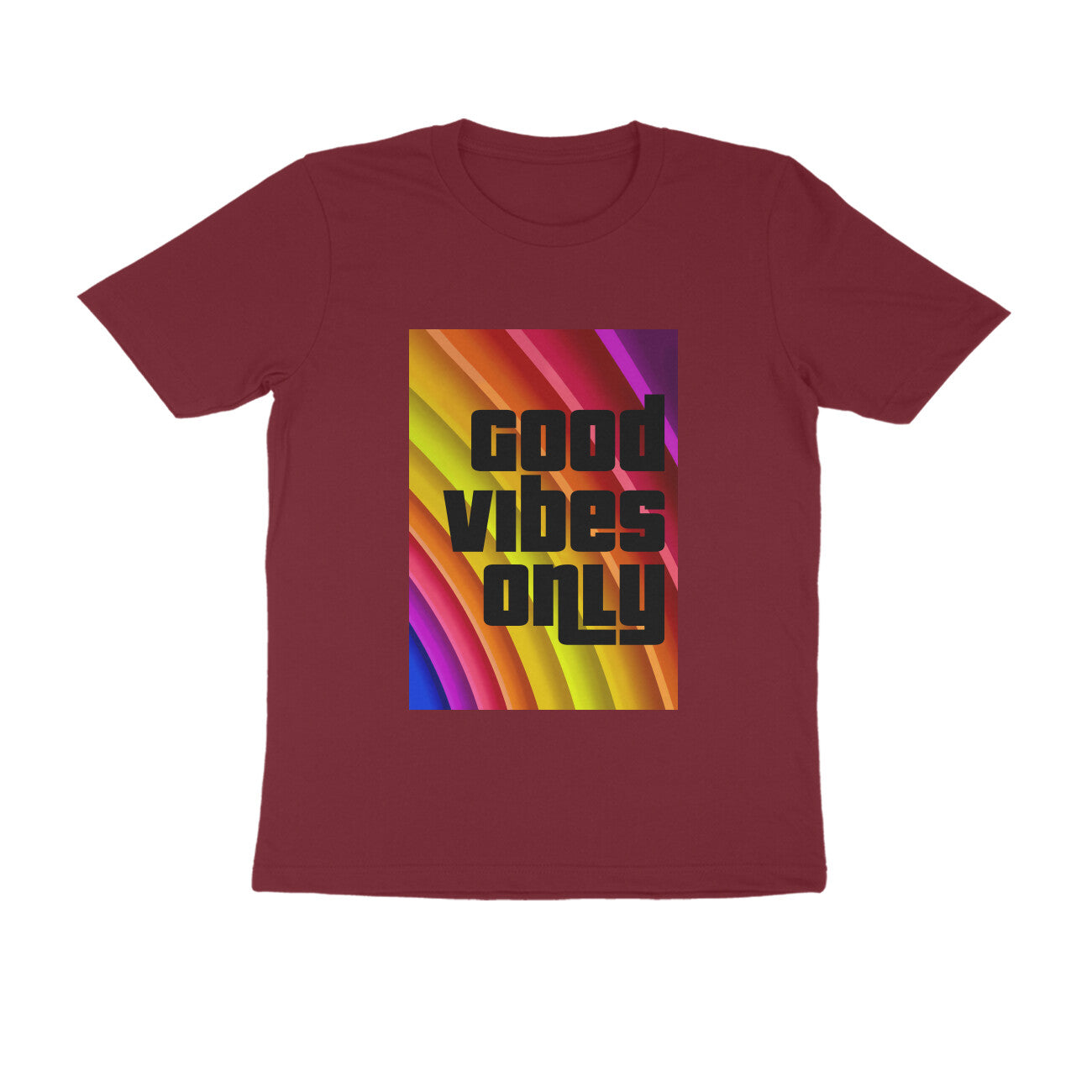 Half Sleeve Round Neck T-Shirt - Good vibes only puraidoprints