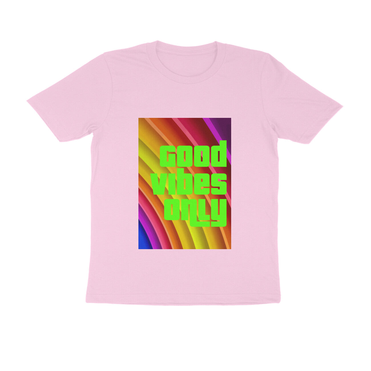 Half Sleeve Round Neck T-Shirt - Good vibes only puraidoprints