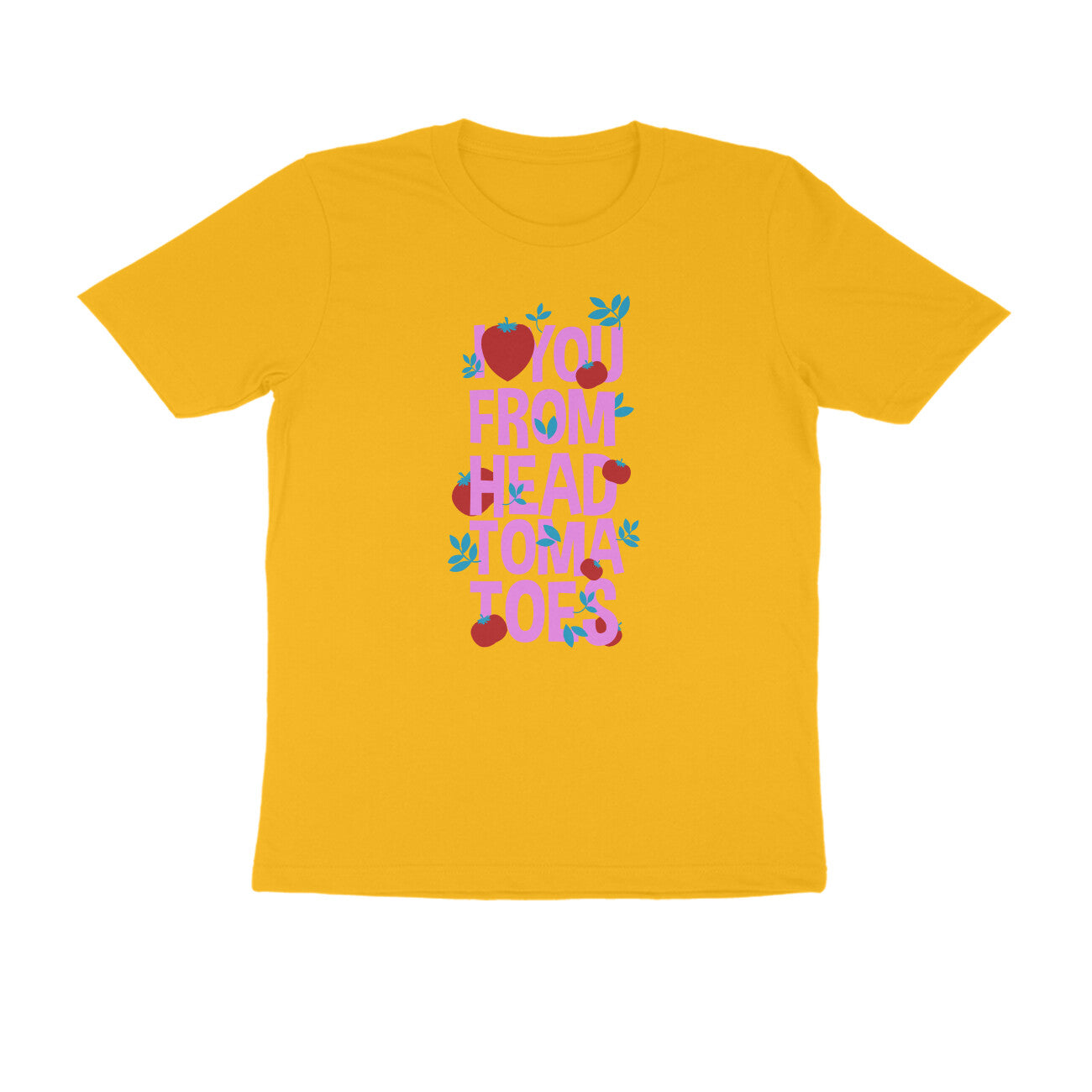 Half Sleeve Round Neck T-Shirt β I love you from head tomatoes 2 puraidoprints