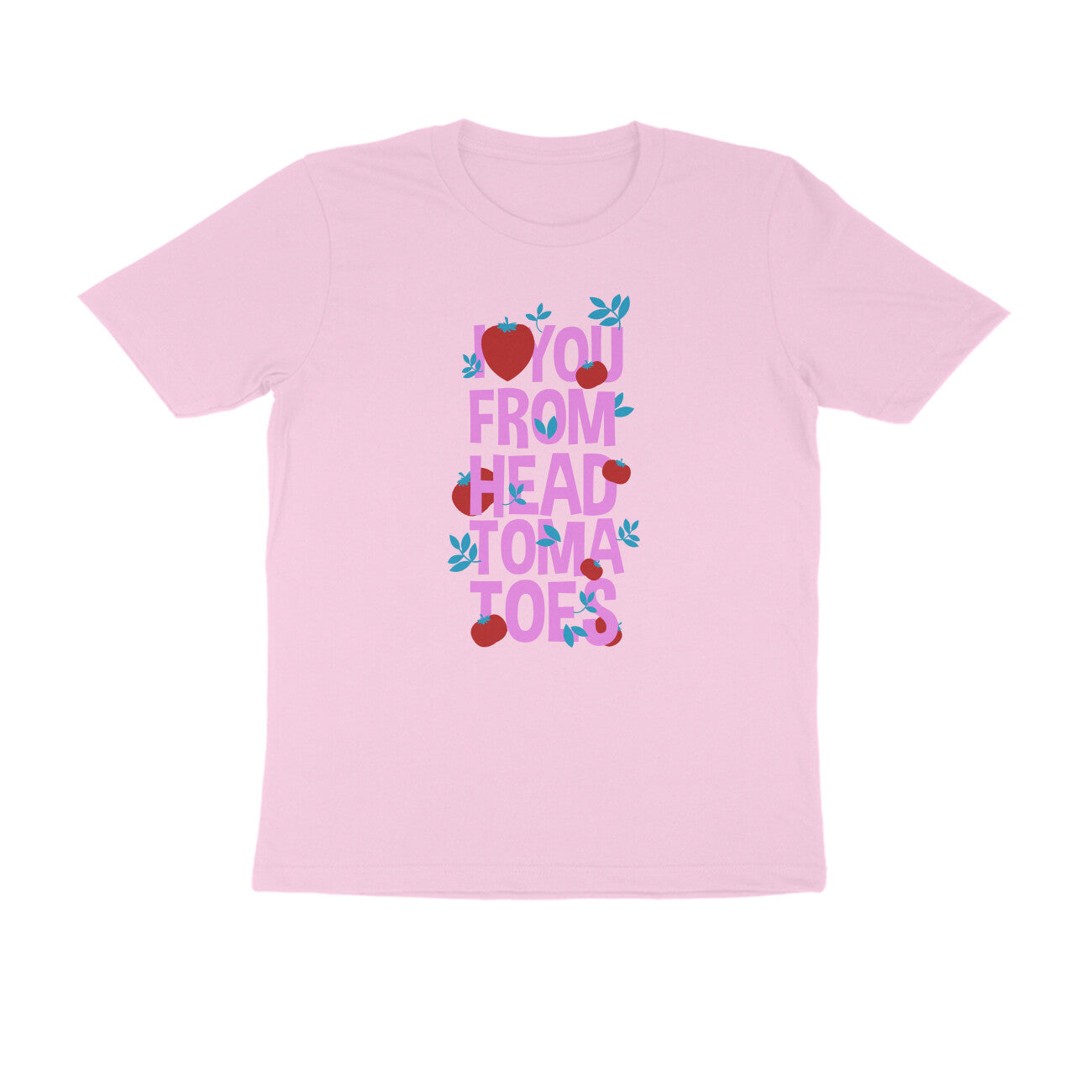 Half Sleeve Round Neck T-Shirt β I love you from head tomatoes 2 puraidoprints