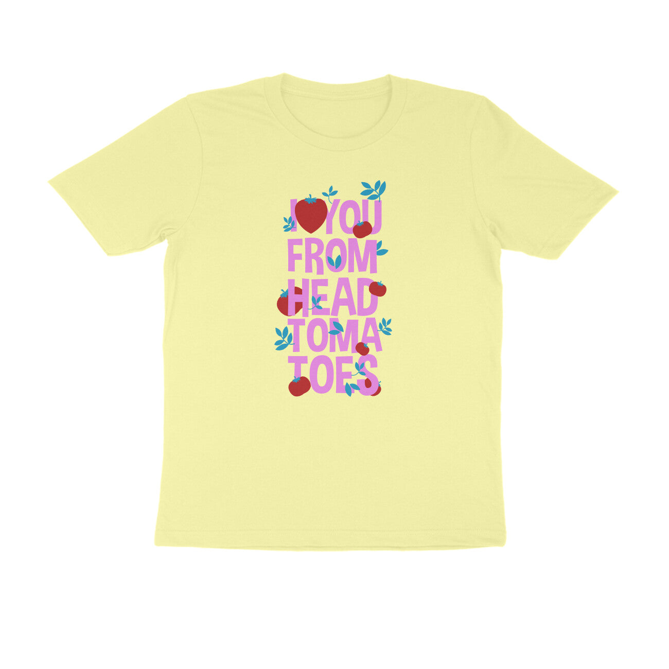 Half Sleeve Round Neck T-Shirt β I love you from head tomatoes 2 puraidoprints