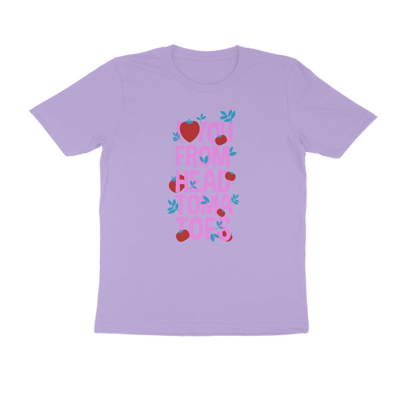 Half Sleeve Round Neck T-Shirt β I love you from head tomatoes 2 puraidoprints