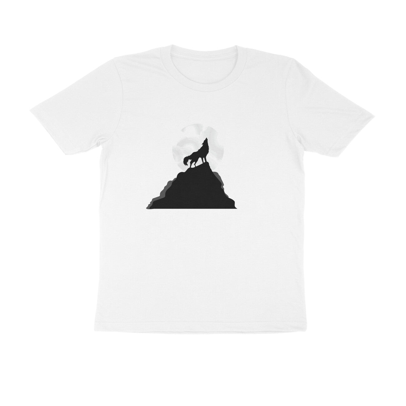 Half Sleeve Round Neck T-Shirt β Night Wolf Howl puraidoprints